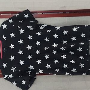 CSG Mens Black Distressed  White Star short sleeve Cotton T shirt SZ S